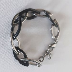 Black and silver stainless steel bracelet